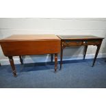 A LATE 19TH CENTURY ROSEWOOD DESK/DRESSING TABLE, with two drawers, on square tapered legs, width