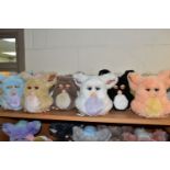 SIX FURBIES TOYS, from the 2000s, by Tiger Electronics, height to top of ears approximately 21cm (6)