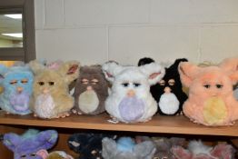 SIX FURBIES TOYS, from the 2000s, by Tiger Electronics, height to top of ears approximately 21cm (6)