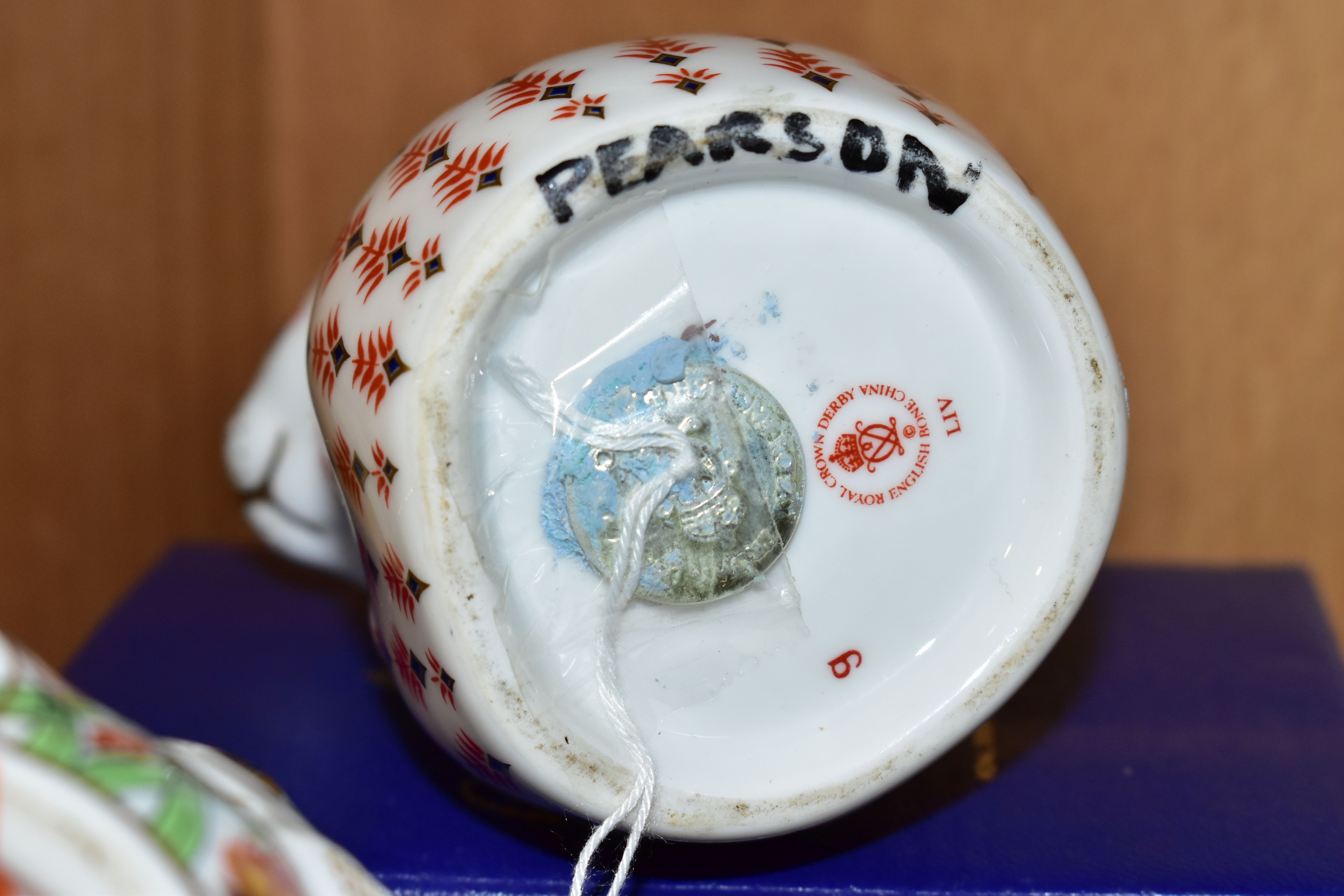 THREE ROYAL CROWN DERBY PAPERWEIGHTS, comprising a boxed Hamster (1989-1992), with gold stopper, red - Image 5 of 7