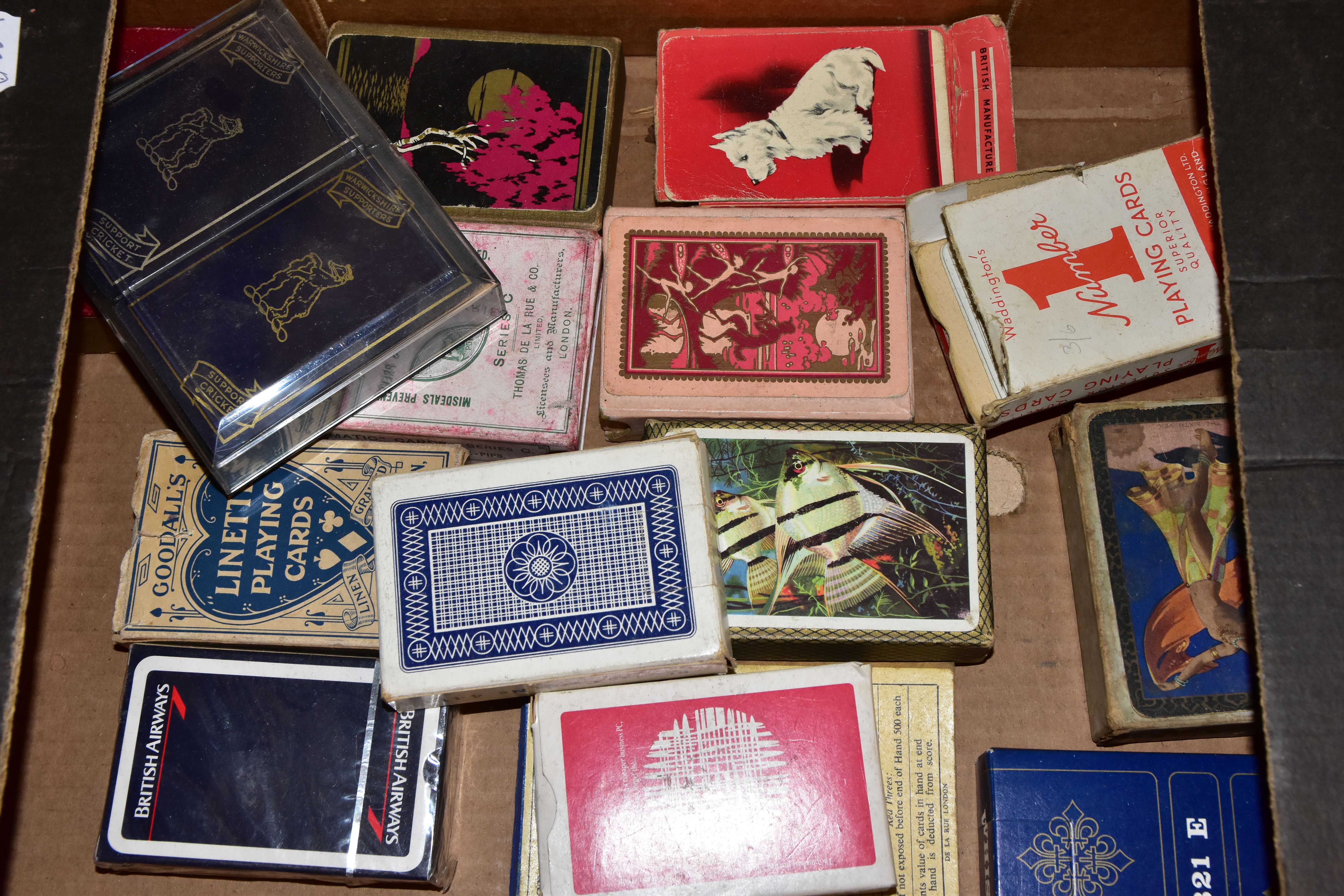 THREE BOXES OF EMPTY JEWELLERY BOXES, TINS AND PLAYING CARDS, to include a quantity of assorted - Image 2 of 4