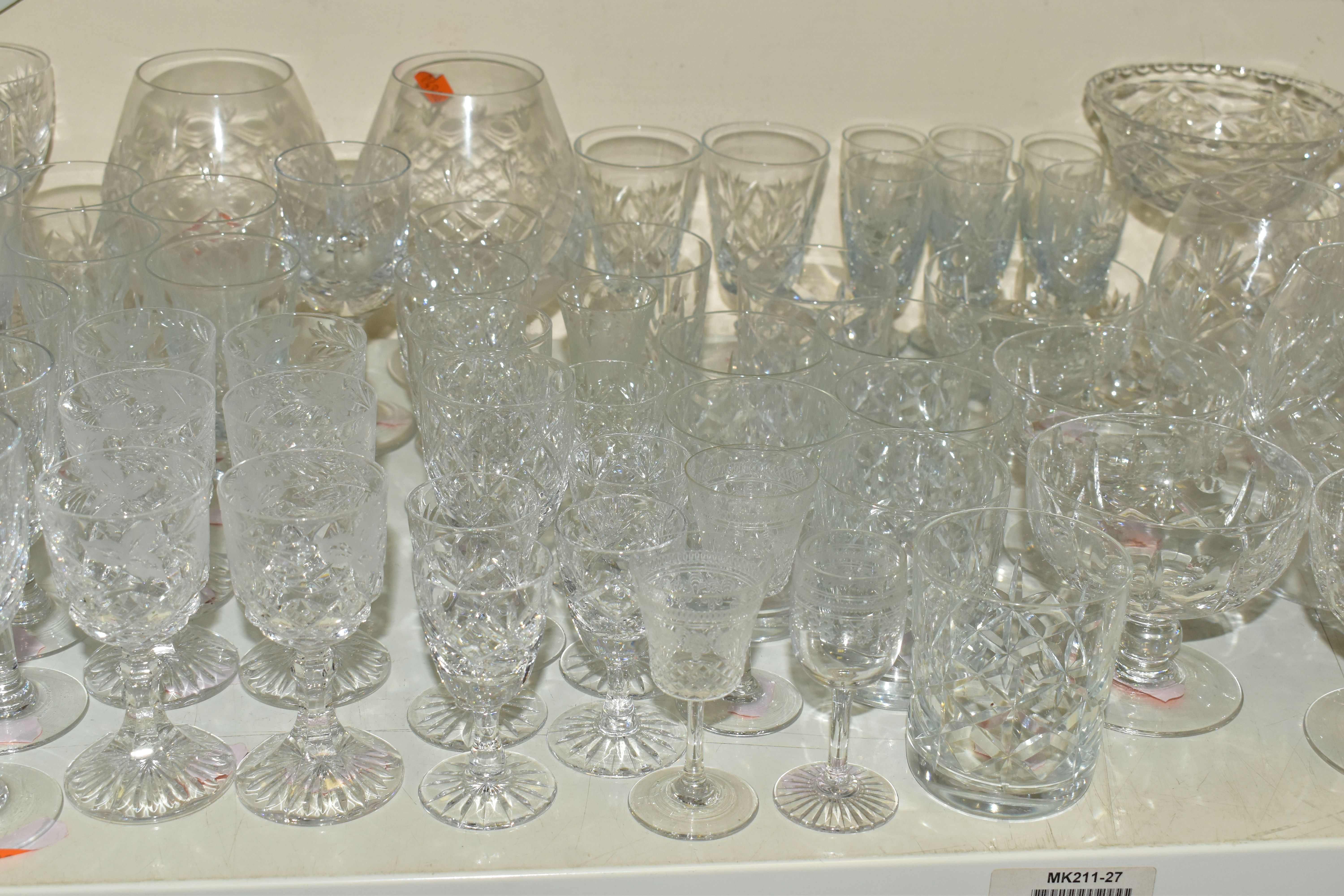 A QUANTITY OF CUT GLASS DRINKING GLASSES ETC, to include a set of ten wine glasses, a set of six - Image 3 of 5