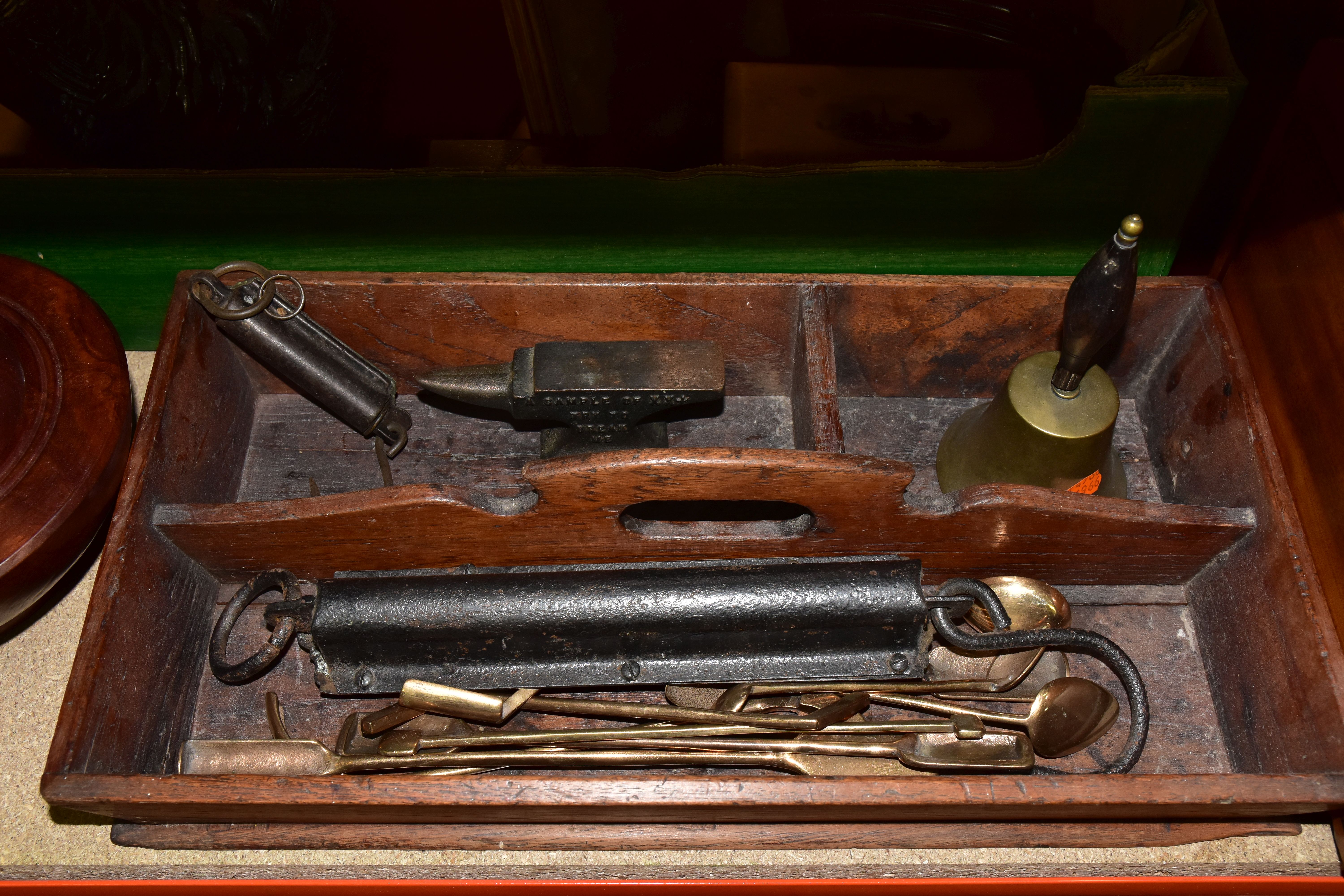 ONE BOX OF TREEN, to include a late 19th Century tea caddy with two separate internal - Image 2 of 7