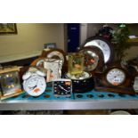 A GROUP OF CLOCKS, to include a Metamec carriage clock, a Westclox mid twentieth century table