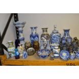 A QUANTITY OF ORIENTAL CERAMICS ETC, to include a pair of crackle glaze vases decorated with