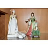 TWO ROYAL FIGURINES, comprising a Coalport Queen Elizabeth II in her coronation robes, 'To Celebrate