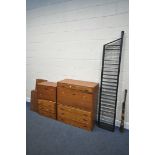 A MID-CENTURY LADDERAX TEAK MODULAR FOUR SECTION WALL SHELVING SYSTEM, comprising of five laddered