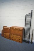 A MID-CENTURY LADDERAX TEAK MODULAR FOUR SECTION WALL SHELVING SYSTEM, comprising of five laddered