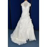 WEDDING GOWN, 'Kenneth Winston' Private Label by G, size 8/10, white pleated bodice, halter neck,