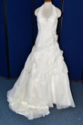 WEDDING GOWN, 'Kenneth Winston' Private Label by G, size 8/10, white pleated bodice, halter neck,