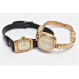 TWO LADY'S 9CT GOLD WRISTWATCHES, the first an AF 'Rotary', round champagne dial signed 'Rotary 15