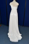 WEDDING DRESS, ruched bodice, one shoulder, ivory, Grecian style, approximate size 8/10 (1)