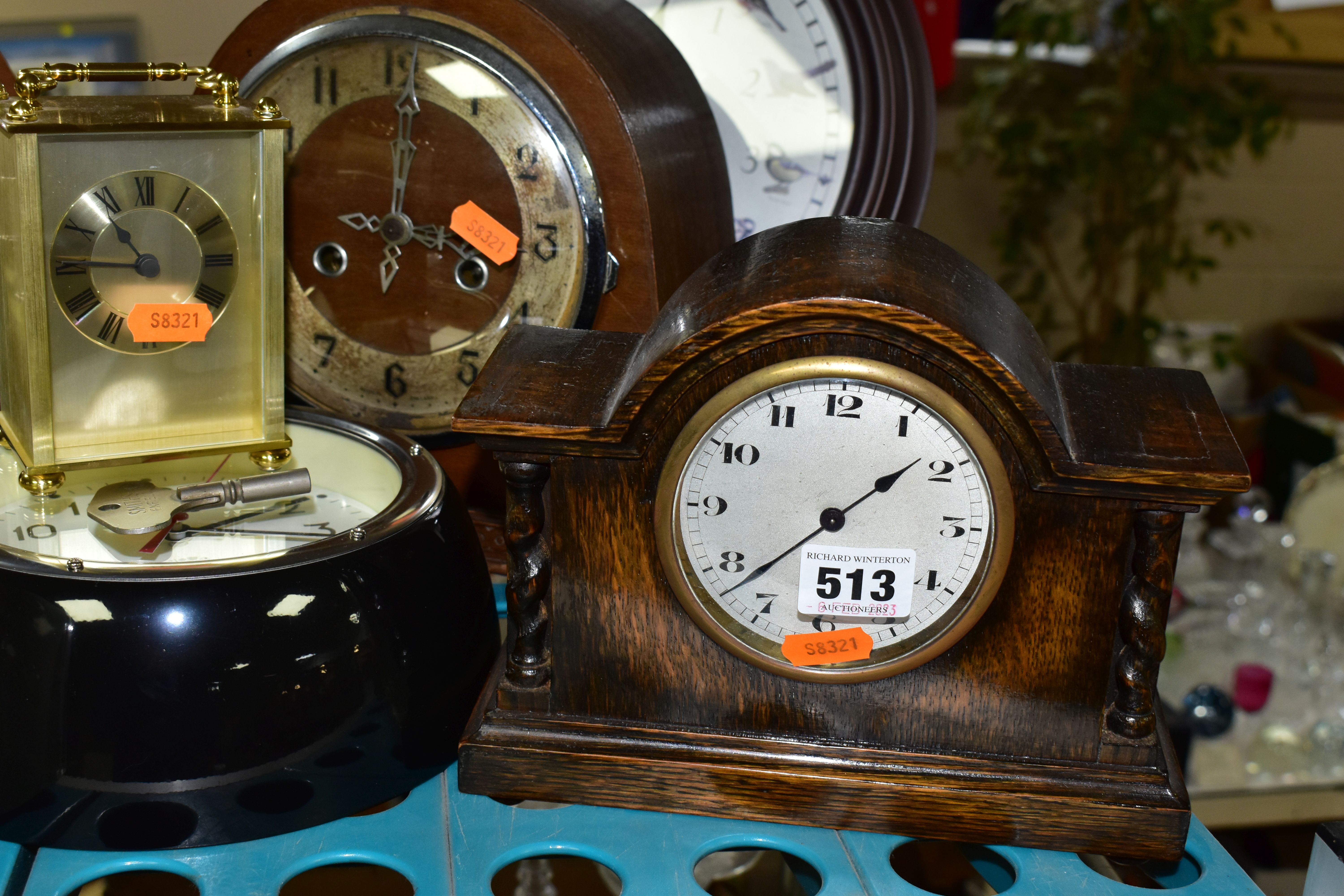 A GROUP OF CLOCKS, to include a Metamec carriage clock, a Westclox mid twentieth century table - Image 3 of 5