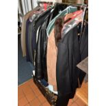 THIRTEEN ITEMS OF VINTAGE CLOTHING, to include a gentleman's dinner suit and shirt, navy blue