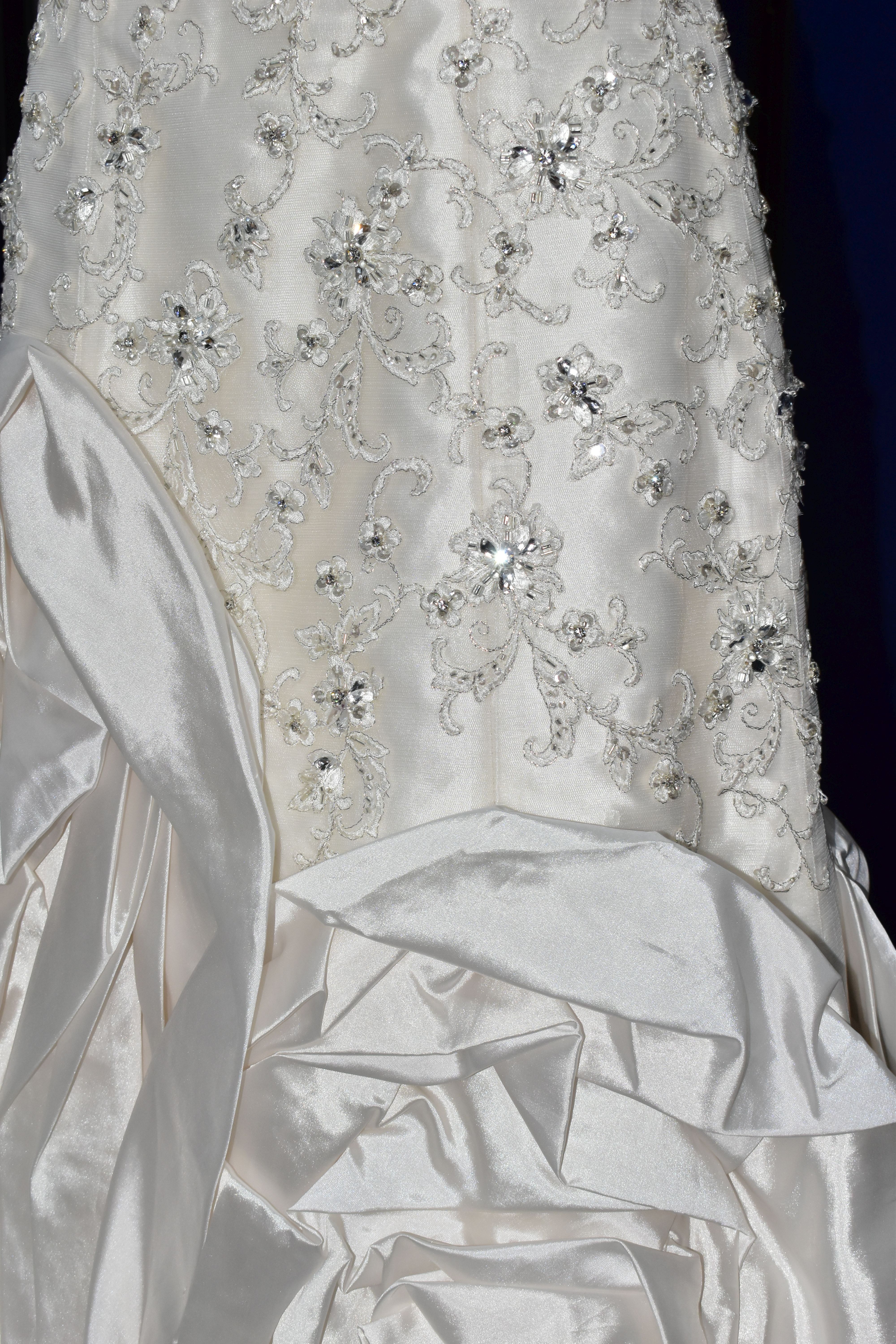 WEDDING GOWN, 'Sophia Tolli', size 10, champagne with satin bodice, pewter beaded appliques (1) - Image 5 of 13