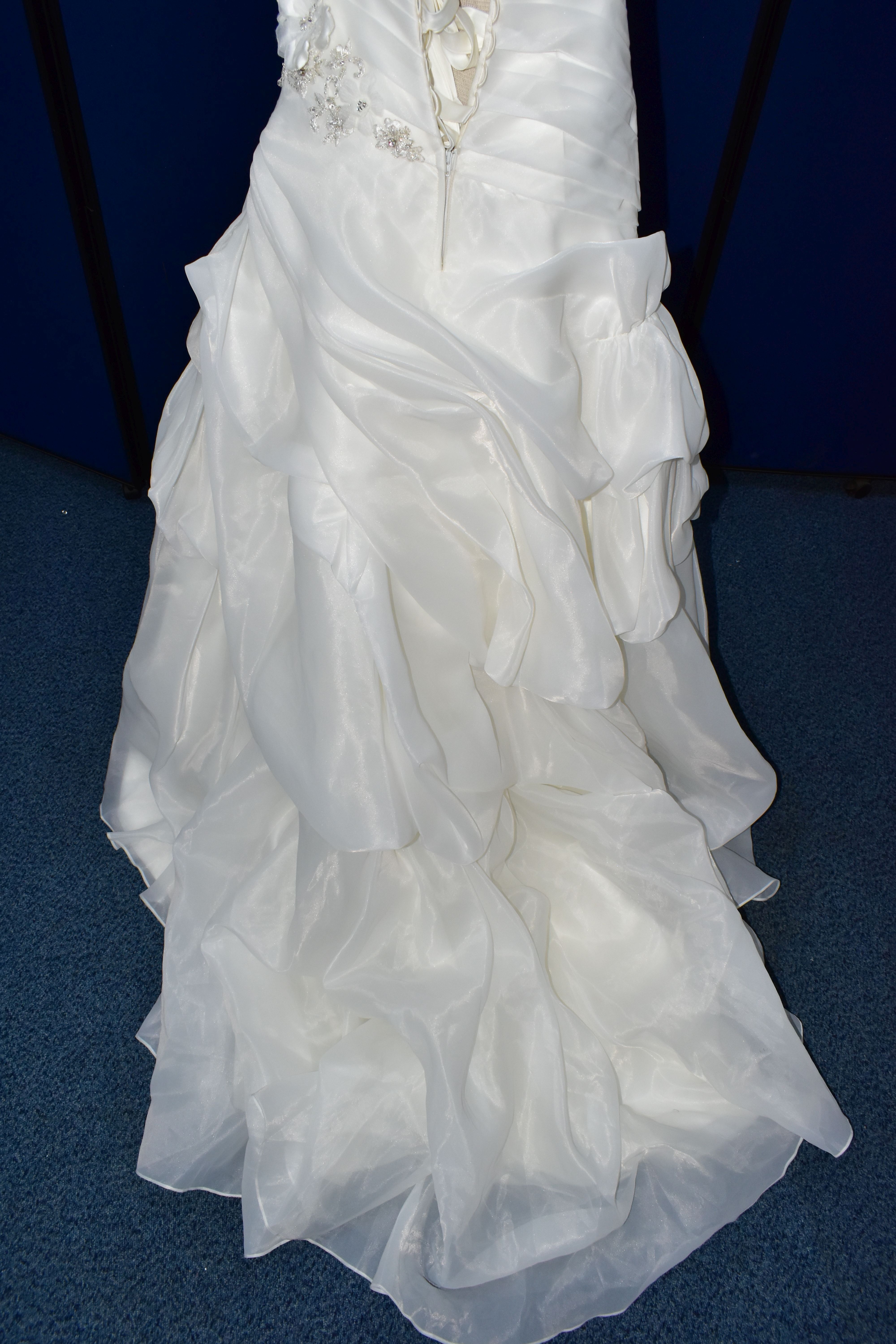 WEDDING GOWN, 'Kenneth Winston' Private Label by G, size 8/10, white pleated bodice, halter neck, - Image 15 of 17