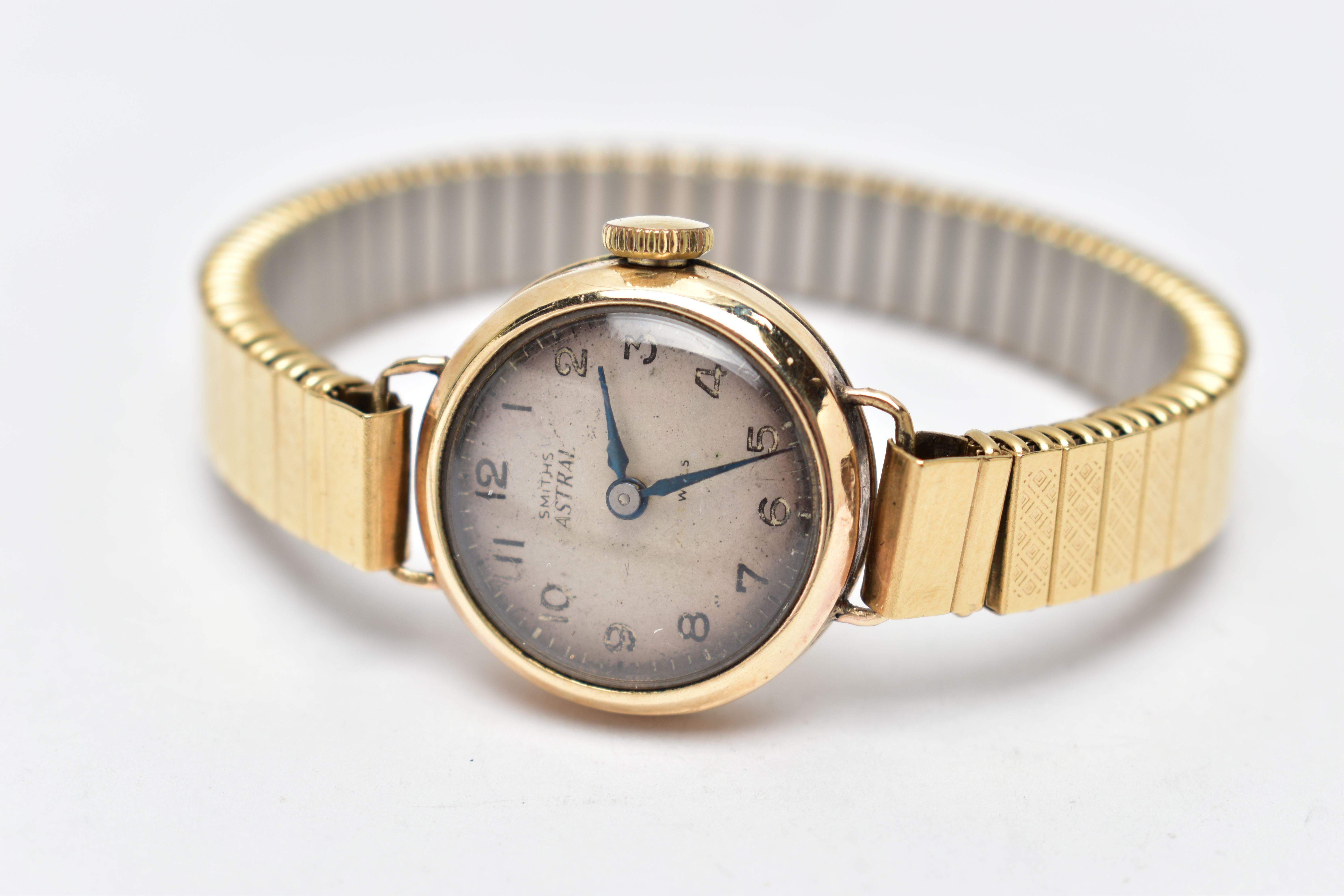 TWO LADY'S 9CT GOLD WRISTWATCHES, the first a manual wind watch, with a round white dial, Arabic - Image 3 of 5