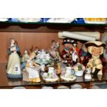 A COLLECTION OF PORCELAIN FIGURES AND THREE TOBY JUGS, comprising 'Scottie' and 'Beefeater' both