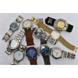 TEN GENT'S WRISTWATCHES, mostly quartz movements, names to include 'Amadeus, Ben Sherman, Lorus,