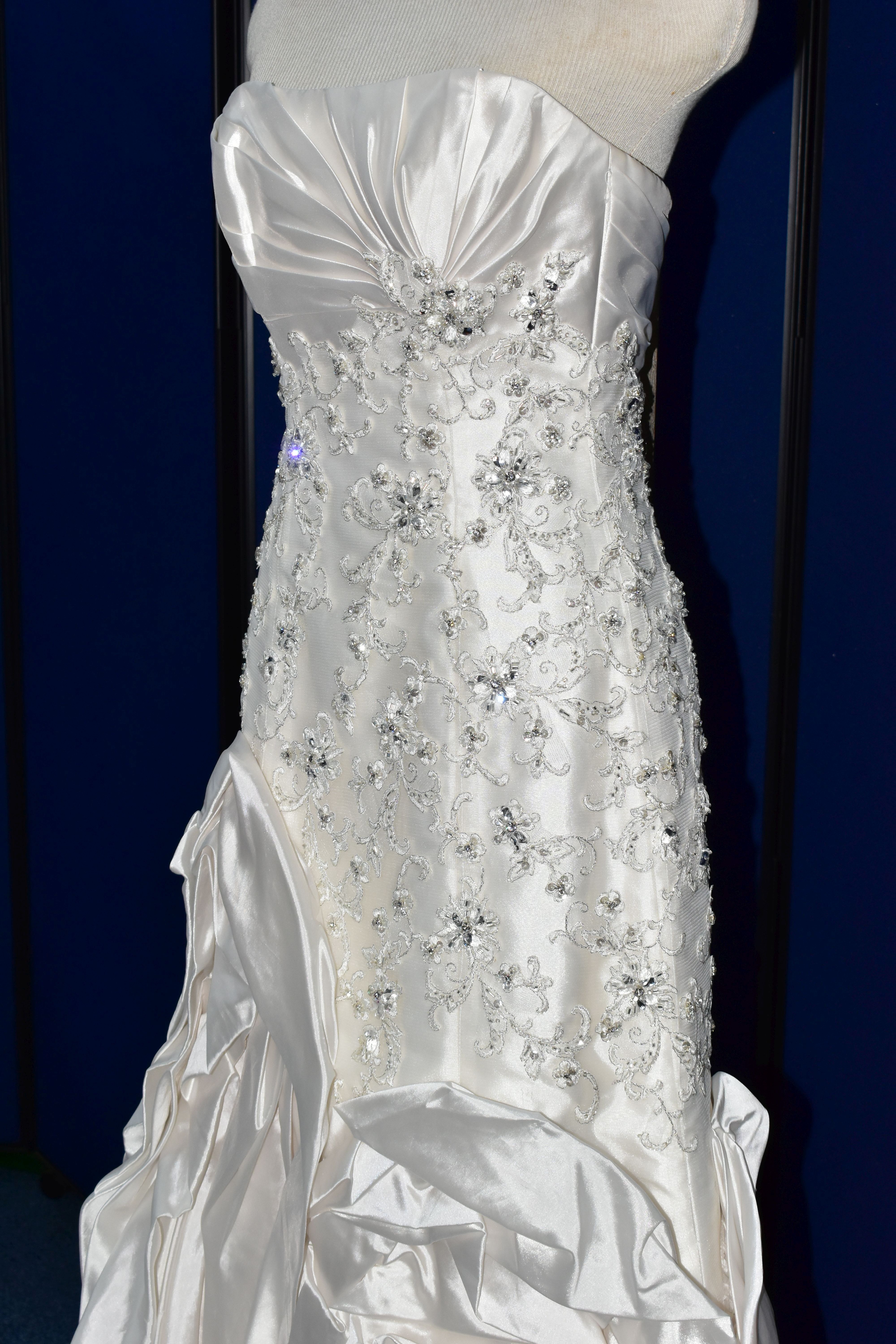 WEDDING GOWN, 'Sophia Tolli', size 10, champagne with satin bodice, pewter beaded appliques (1) - Image 9 of 13