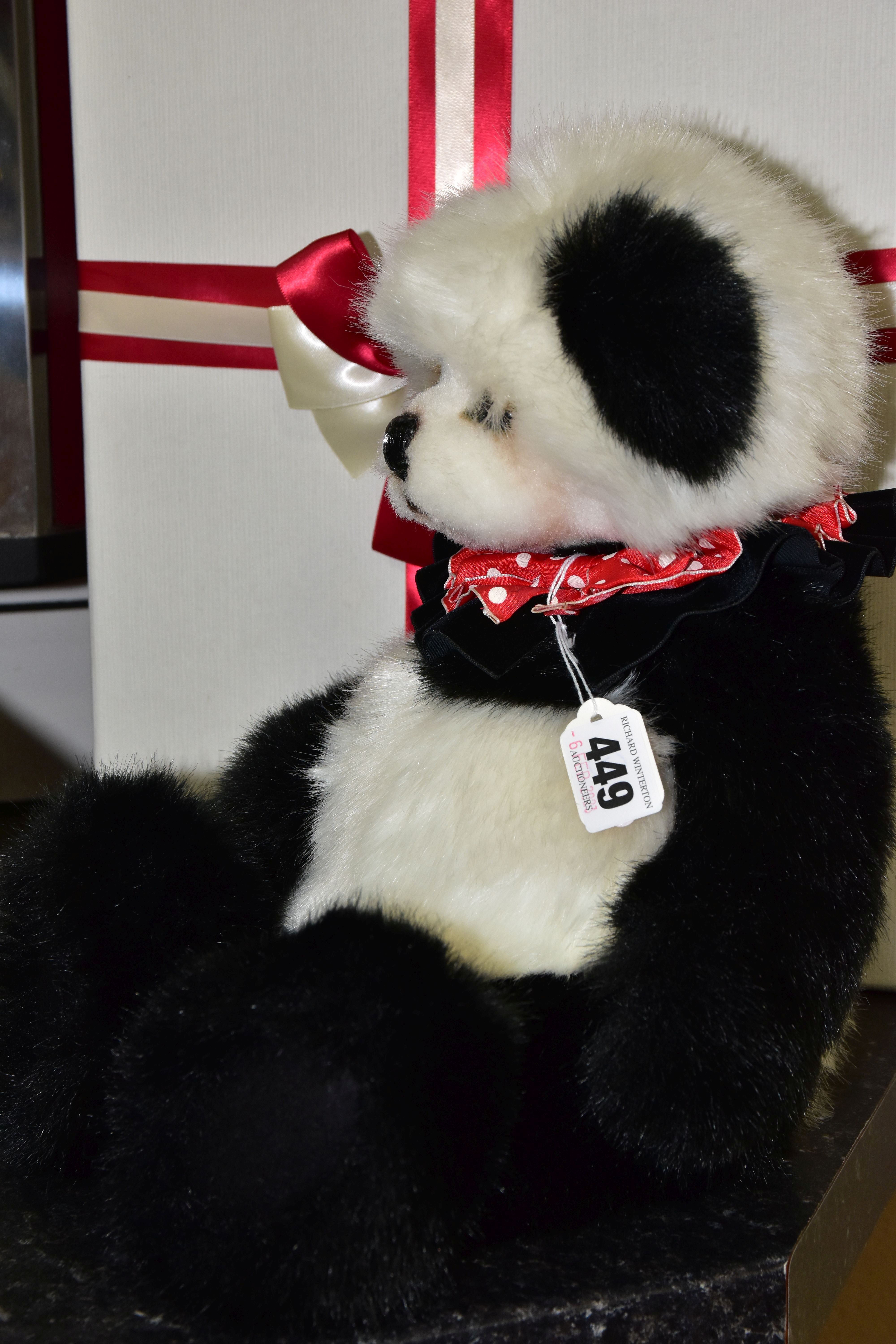 A BOXED 3 O'CLOCK BEARS TEDDY BEAR, in the form of a panda, fully jointed with shaved muzzle, - Image 3 of 4