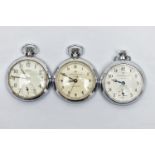 THREE POCKET WATCHES, the first a manual wind 'Ingersoll' open face pocket watch, cream dial