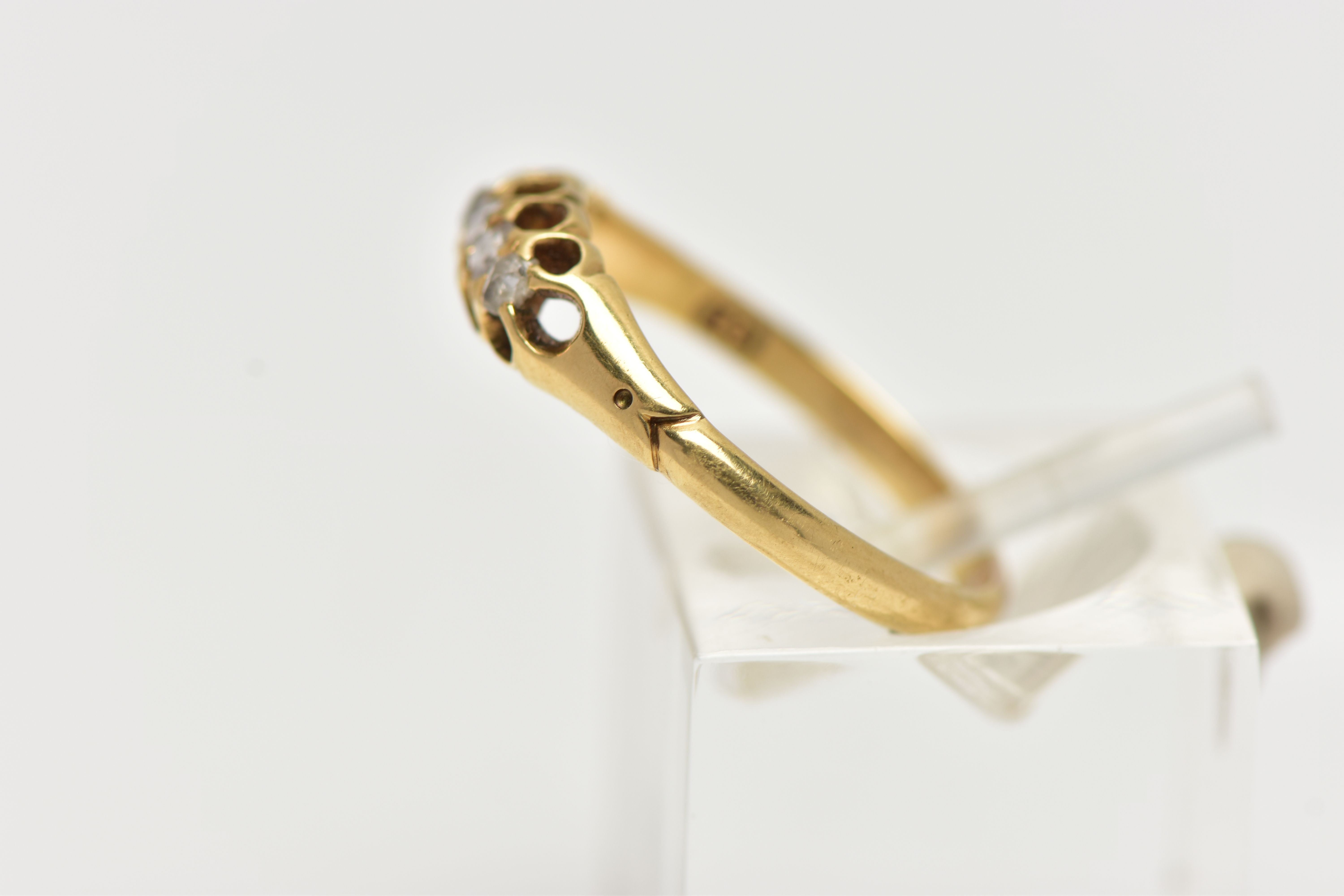 A LATE VICTORIAN 18CT GOLD FIVE STONE DIAMOND RING, designed as a row of five rose cut diamonds, - Image 2 of 4