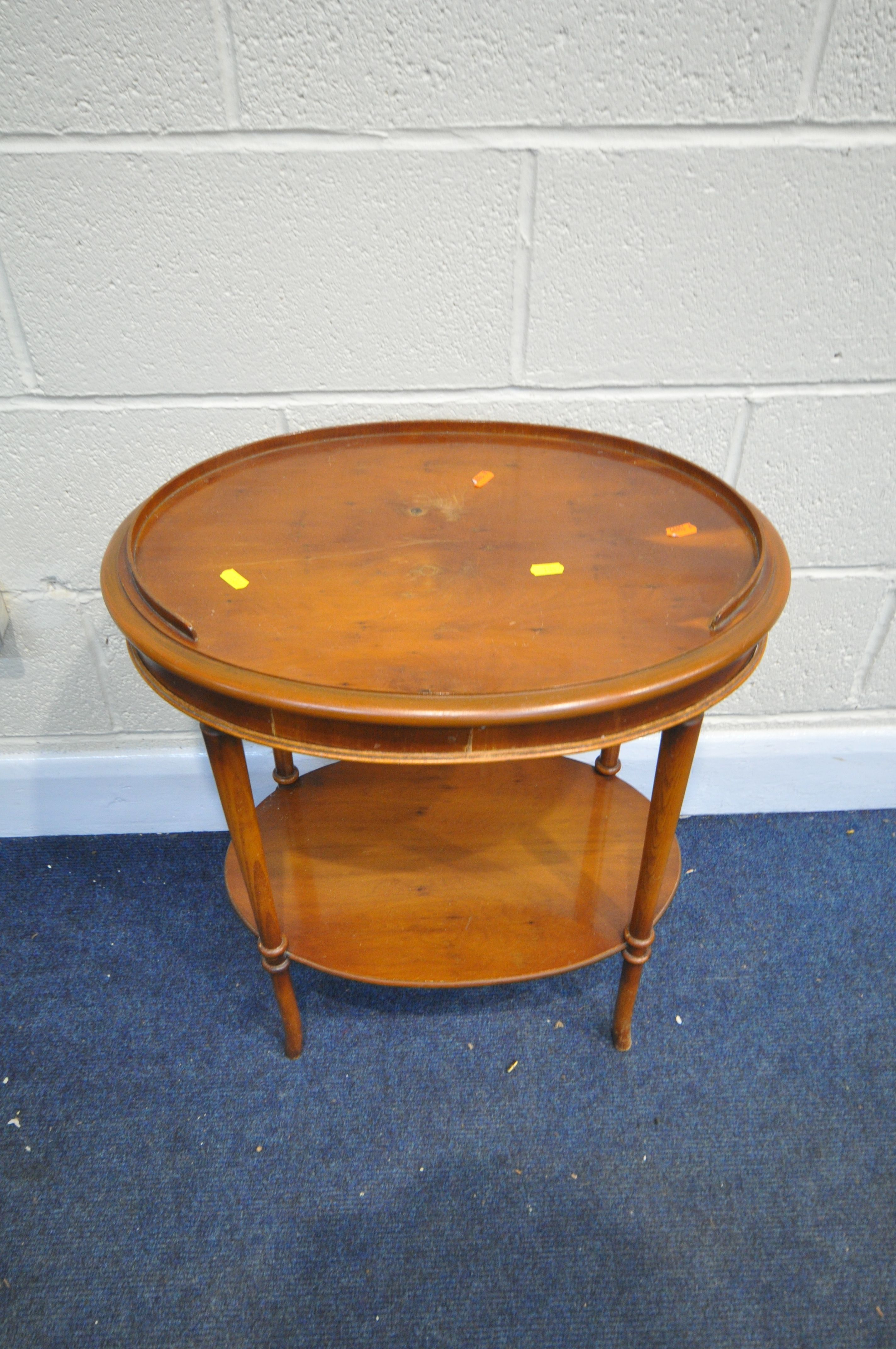 AN EARLY TO MID 20TH CENTURY OAK WALL CLOCK, with winding key and pendulum, along with a yew wood - Image 2 of 2