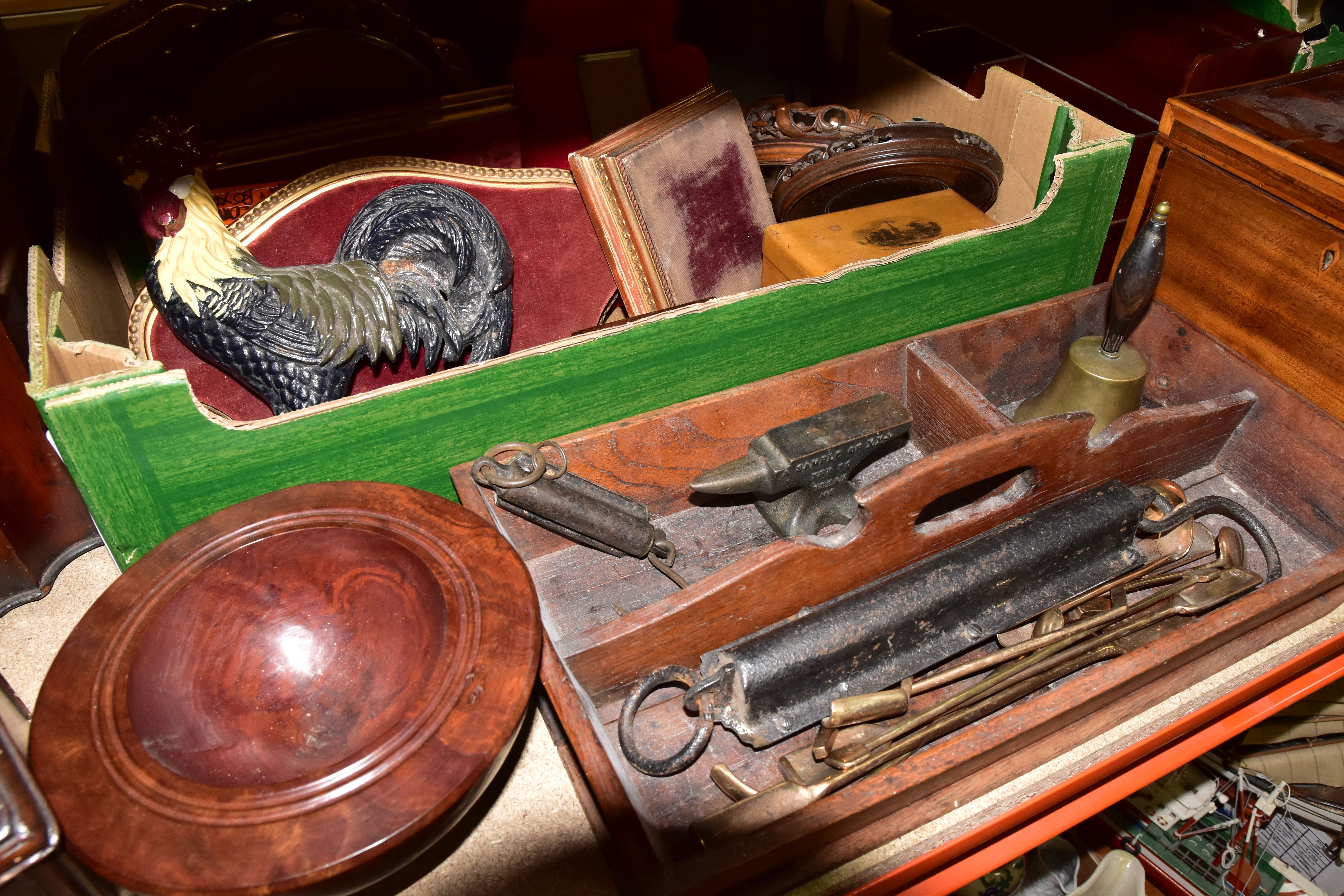 ONE BOX OF TREEN, to include a late 19th Century tea caddy with two separate internal - Image 7 of 7