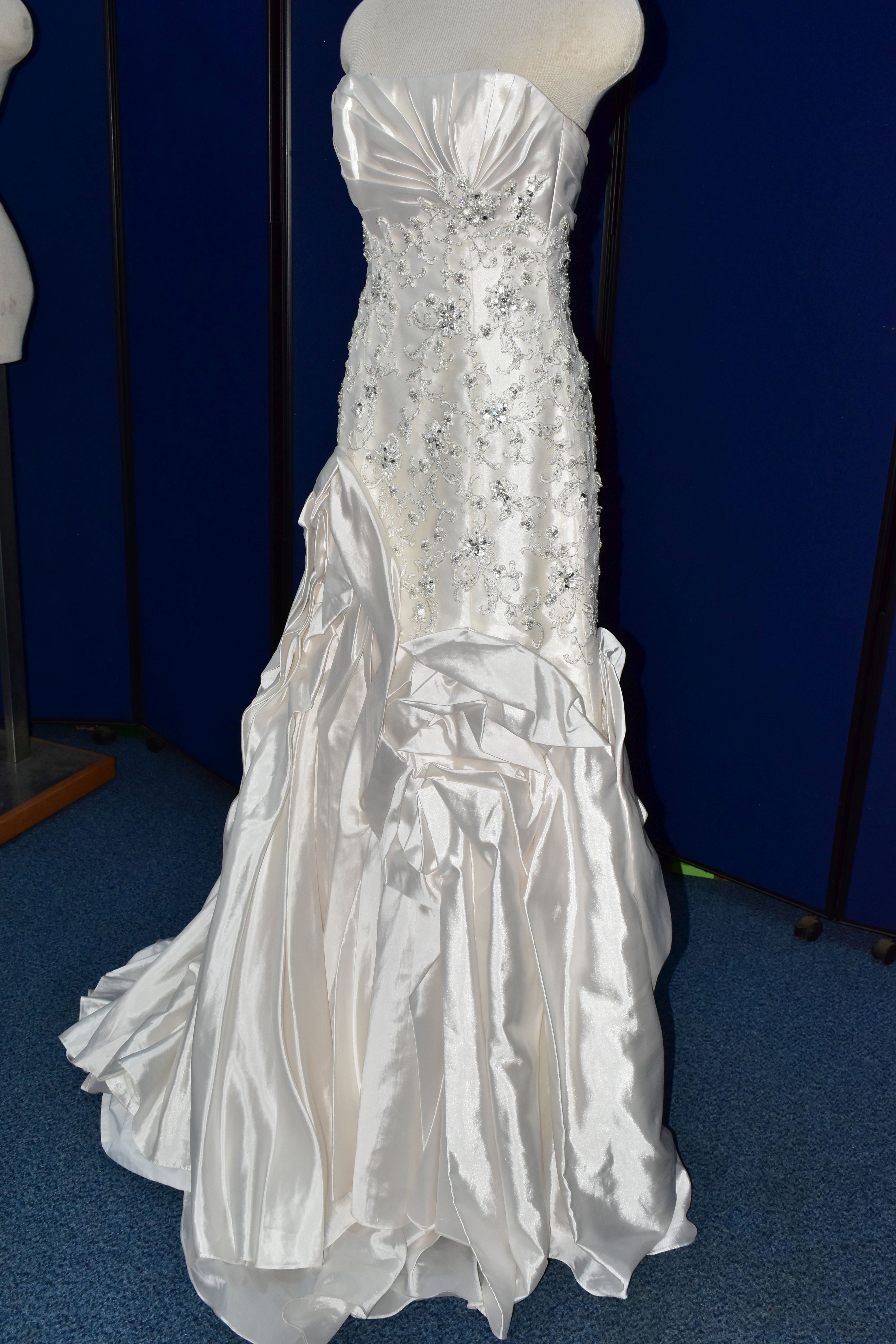 WEDDING GOWN, 'Sophia Tolli', size 10, champagne with satin bodice, pewter beaded appliques (1) - Image 8 of 13