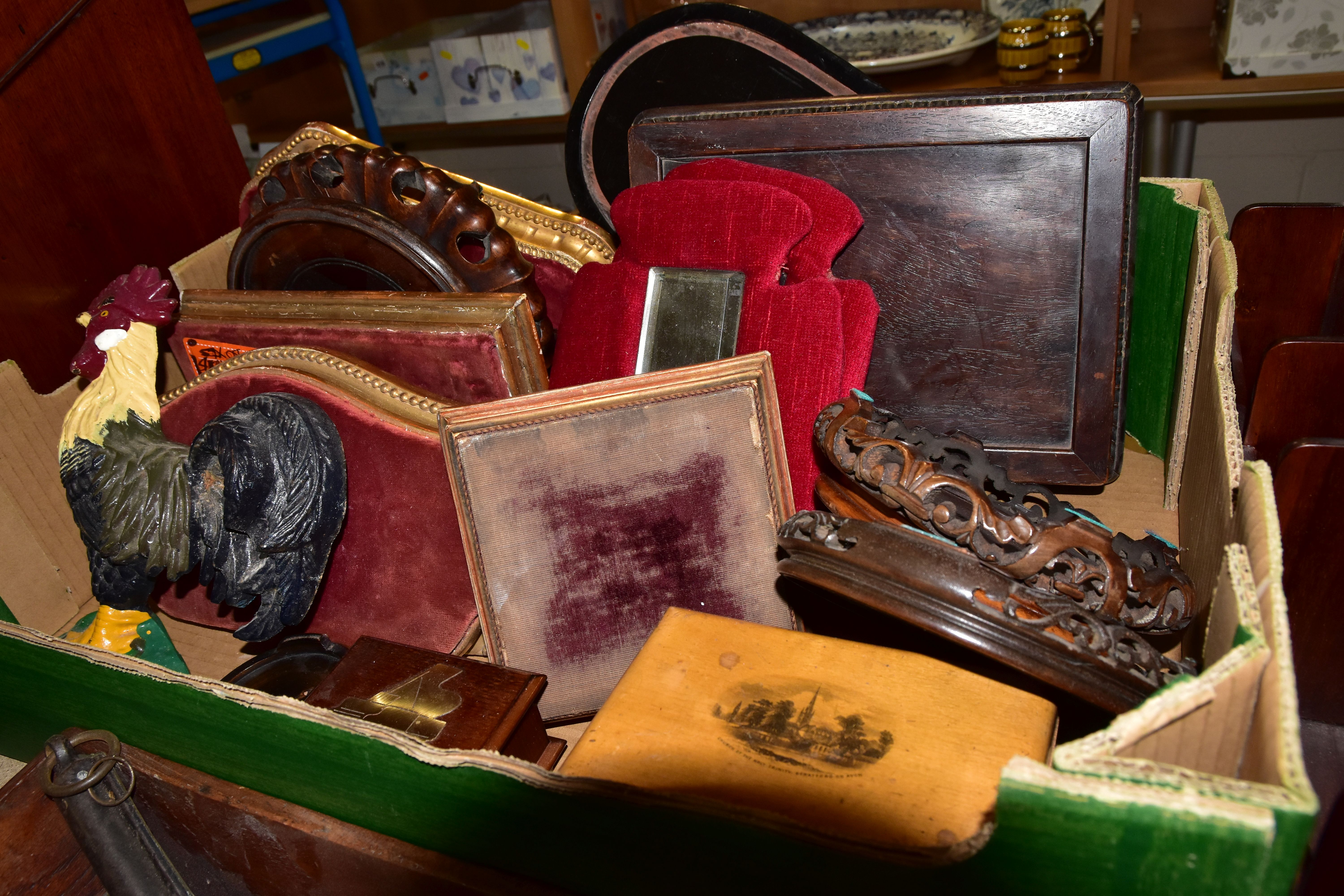 ONE BOX OF TREEN, to include a late 19th Century tea caddy with two separate internal - Image 4 of 7