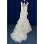 WEDDING DRESS, 'Sophia Tolli', ivory, size 6, beaded appliques, button detail along back, dropped