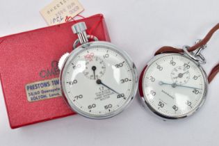 AN 'OMEGA' AND A 'GARRARD' STOP WATCH, Omega Prestons Timer Division Bolton' stop watch, fitted with