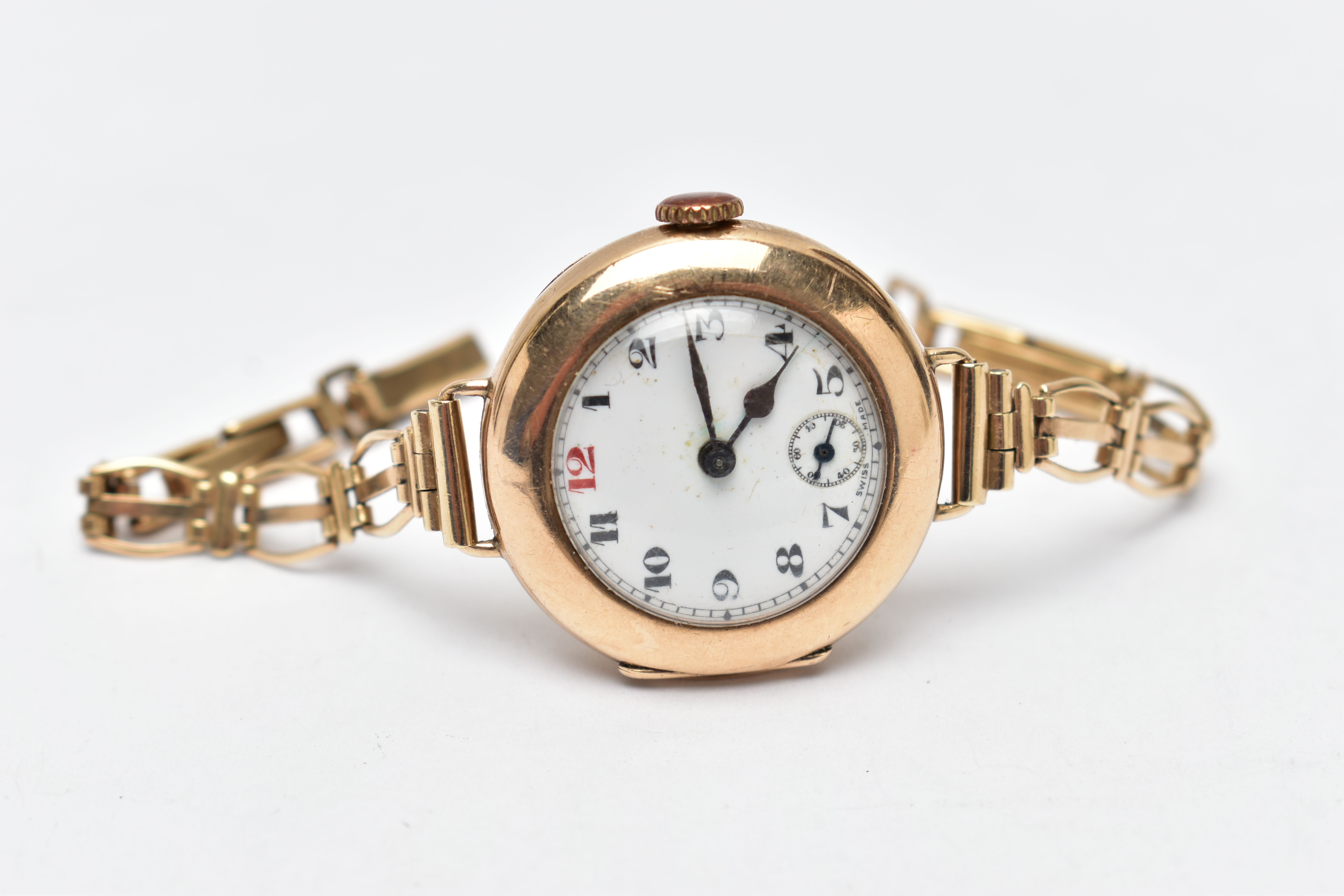 TWO LADY'S 9CT GOLD WRISTWATCHES, the first a manual wind watch, with a round white dial, Arabic - Image 4 of 5
