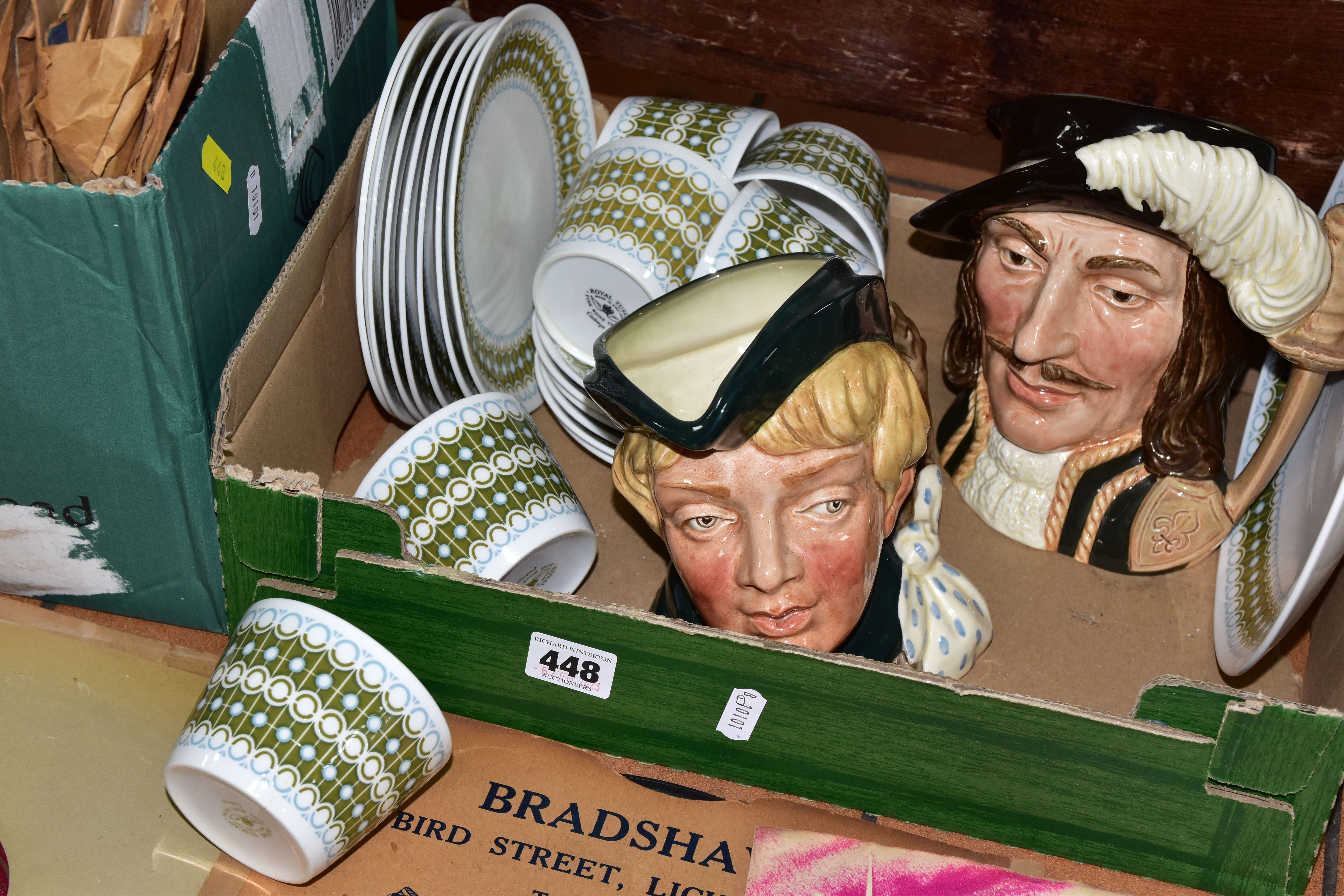 TWO BOXES OF CERAMICS AND 78RPM RECORDS, to include a twenty piece Royal Tuscan Cadenza part teaset, - Image 3 of 3