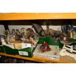 THREE BOXES AND LOOSE SUNDRY ITEMS ETC, to include Jenny Oliver Faeries ornaments, a quantity of