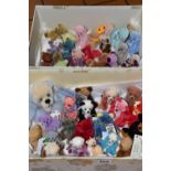 TWO BOXES OF COLLECTOR'S HANDMADE MINIATURE TEDDY BEARS, many one of a kind, comprising