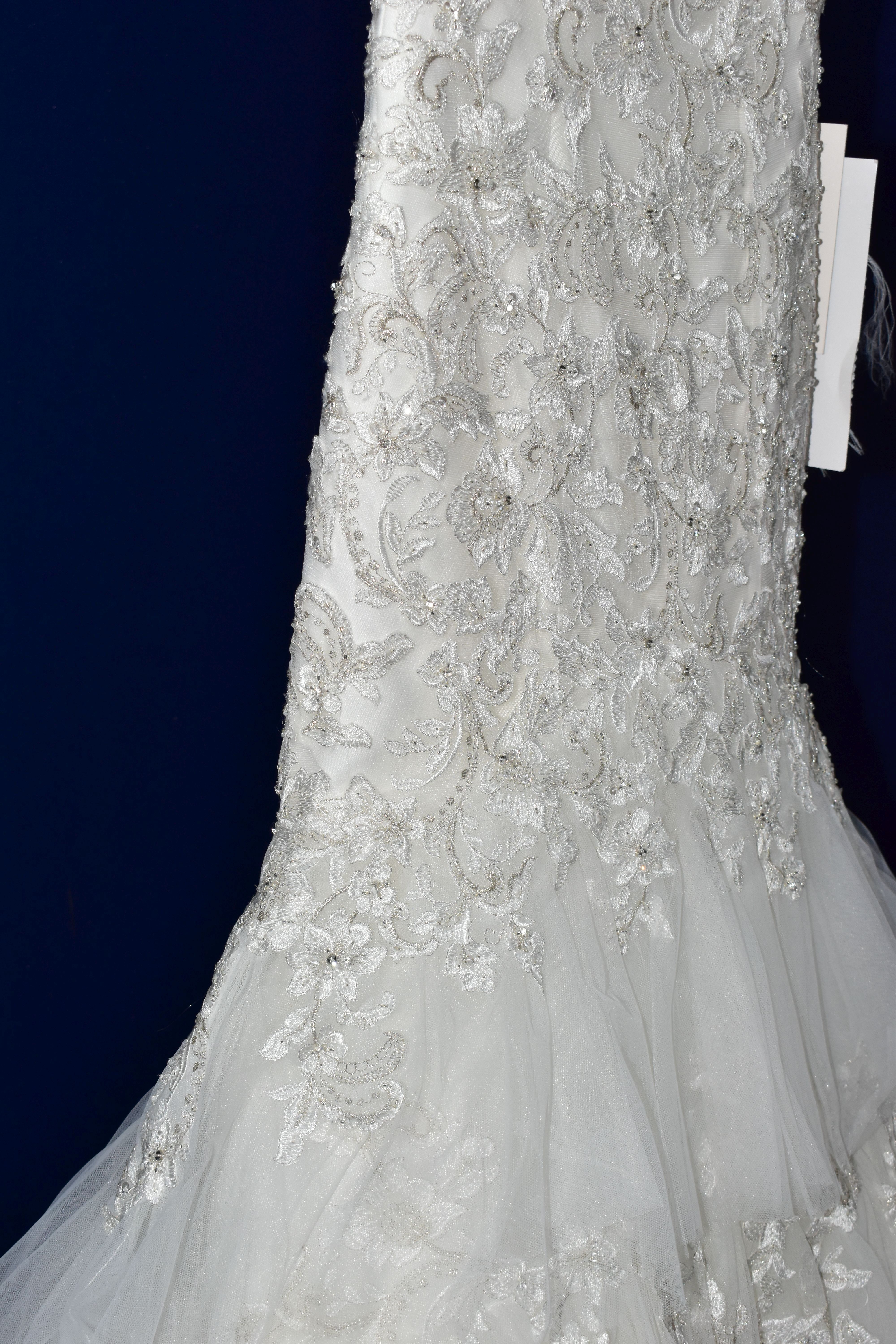 WEDDING DRESS, 'Sophia Tolli', ivory, size 6, beaded appliques, button detail along back, dropped - Image 10 of 16