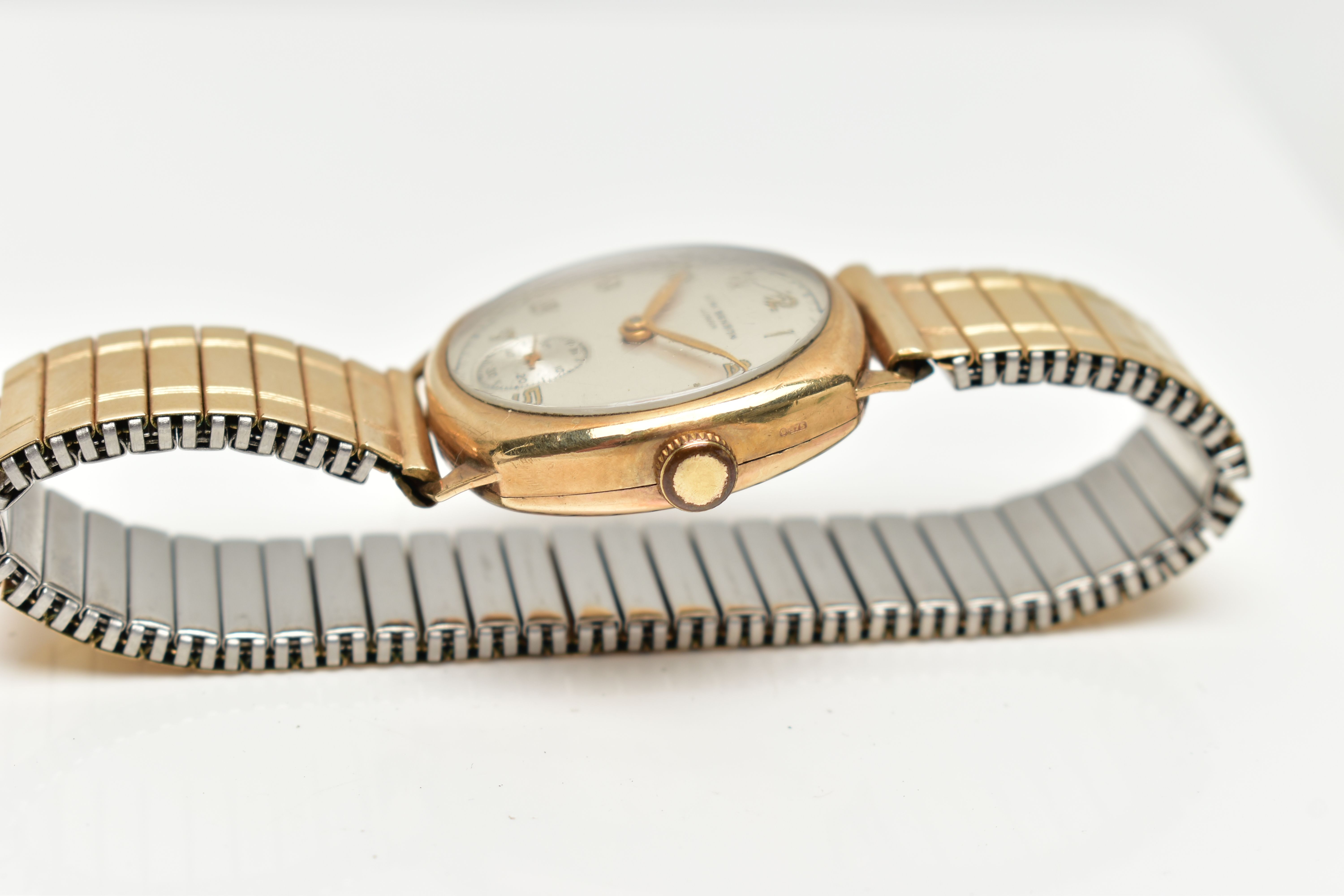 A 9CT GOLD 'J.W.BENSON' WRISTWATCH, manual wind, round silver dial signed 'J.W.Benson, London', - Image 6 of 6