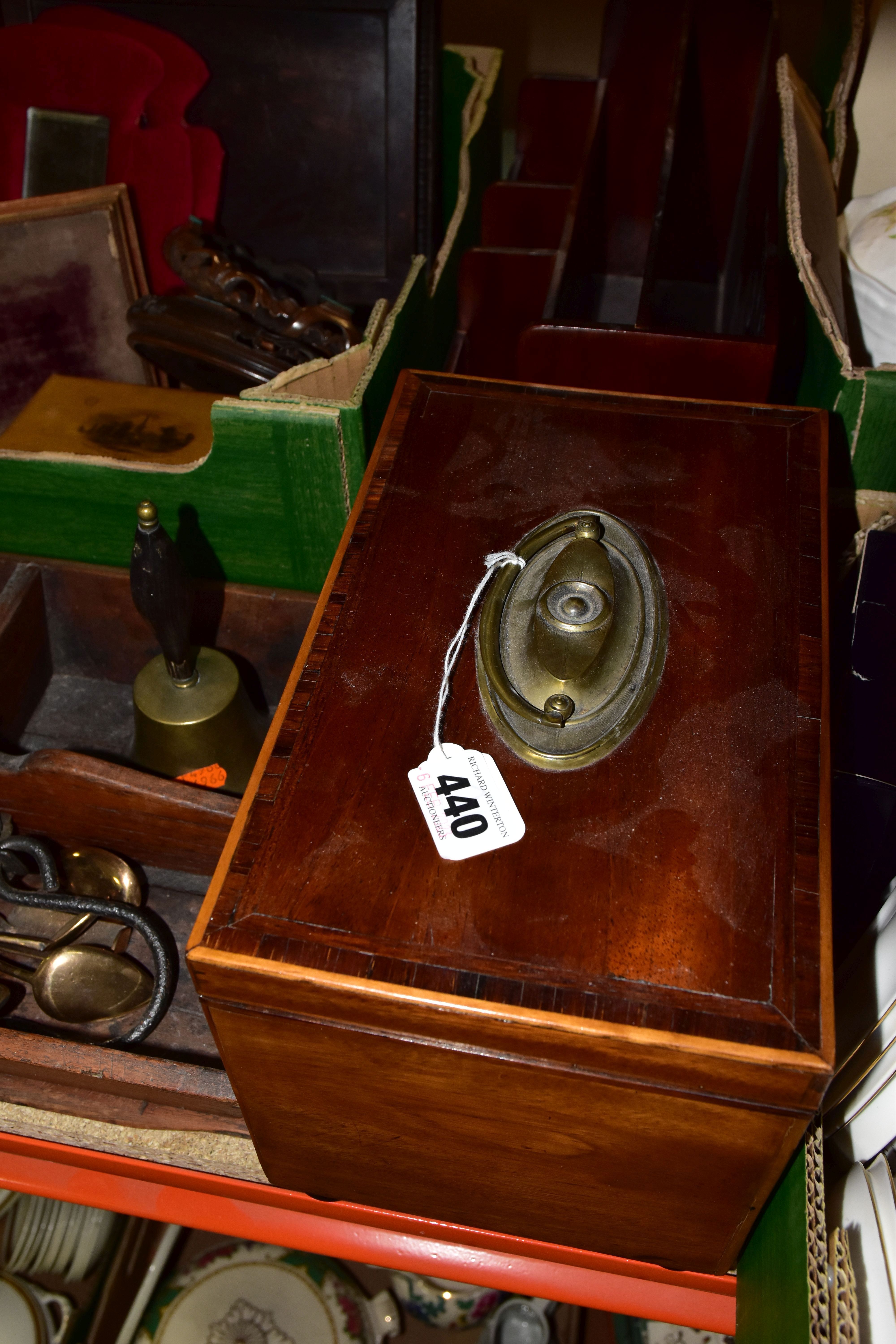 ONE BOX OF TREEN, to include a late 19th Century tea caddy with two separate internal - Image 5 of 7