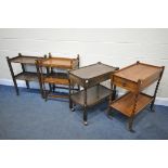 FOUR VARIOUS OAK TEA TROLLEYS (4)