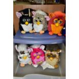 SIX FURBIES TOYS, from the early 2000s, by Tiger Electronics, including Valentines and Graduation/