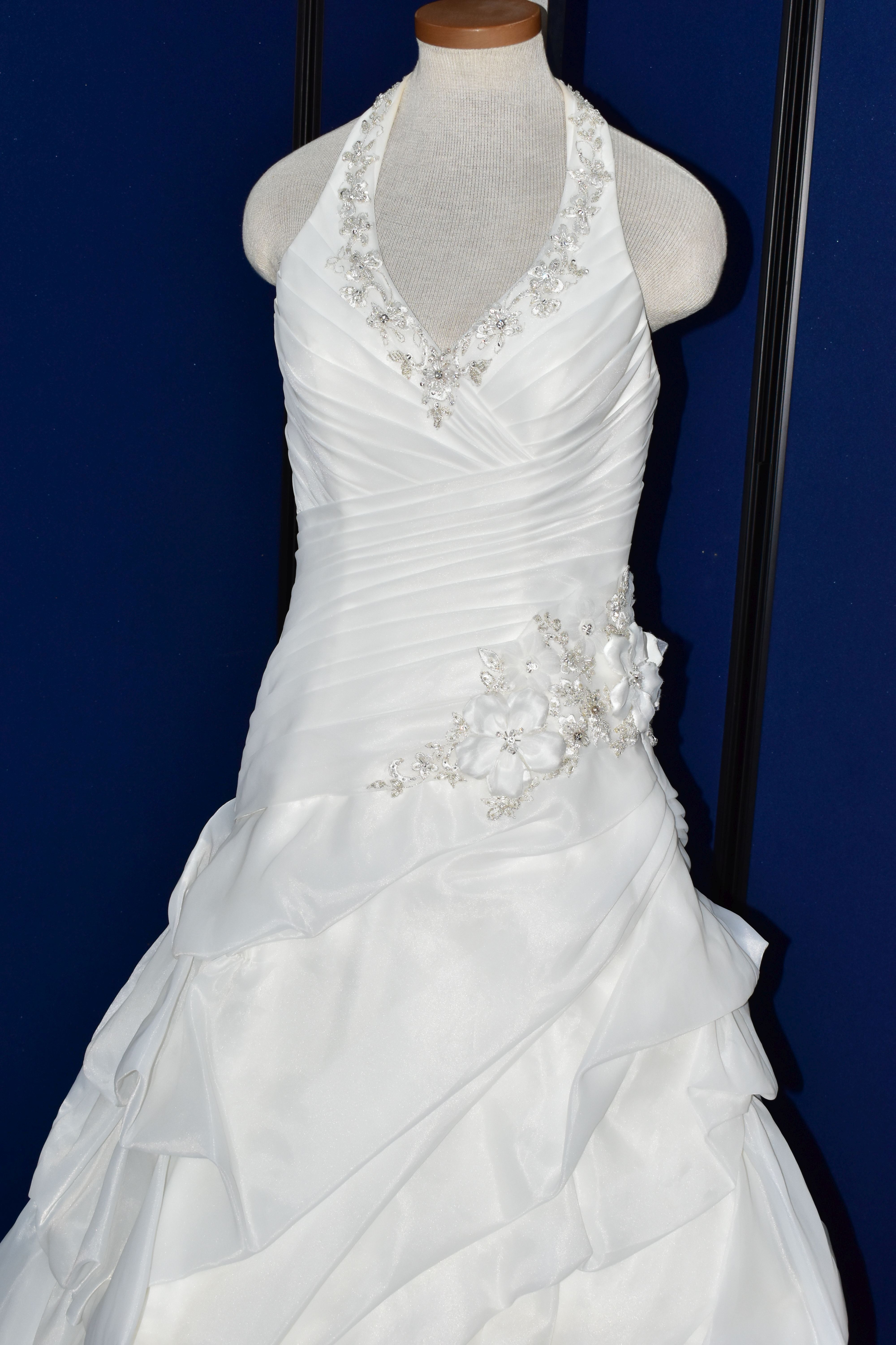 WEDDING GOWN, 'Kenneth Winston' Private Label by G, size 8/10, white pleated bodice, halter neck, - Image 2 of 17