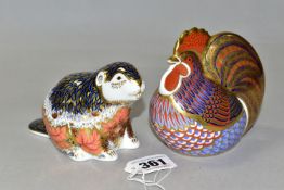 TWO ROYAL CROWN DERBY PAPERWEIGHTS, comprising a Riverbank Beaver, limited edition number 1372/5000,