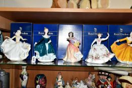 FIVE BOXED ROYAL DOULTON LADY FIGURINES, comprising 'Kirsty' HN2381 (tiny spot in glaze on back of
