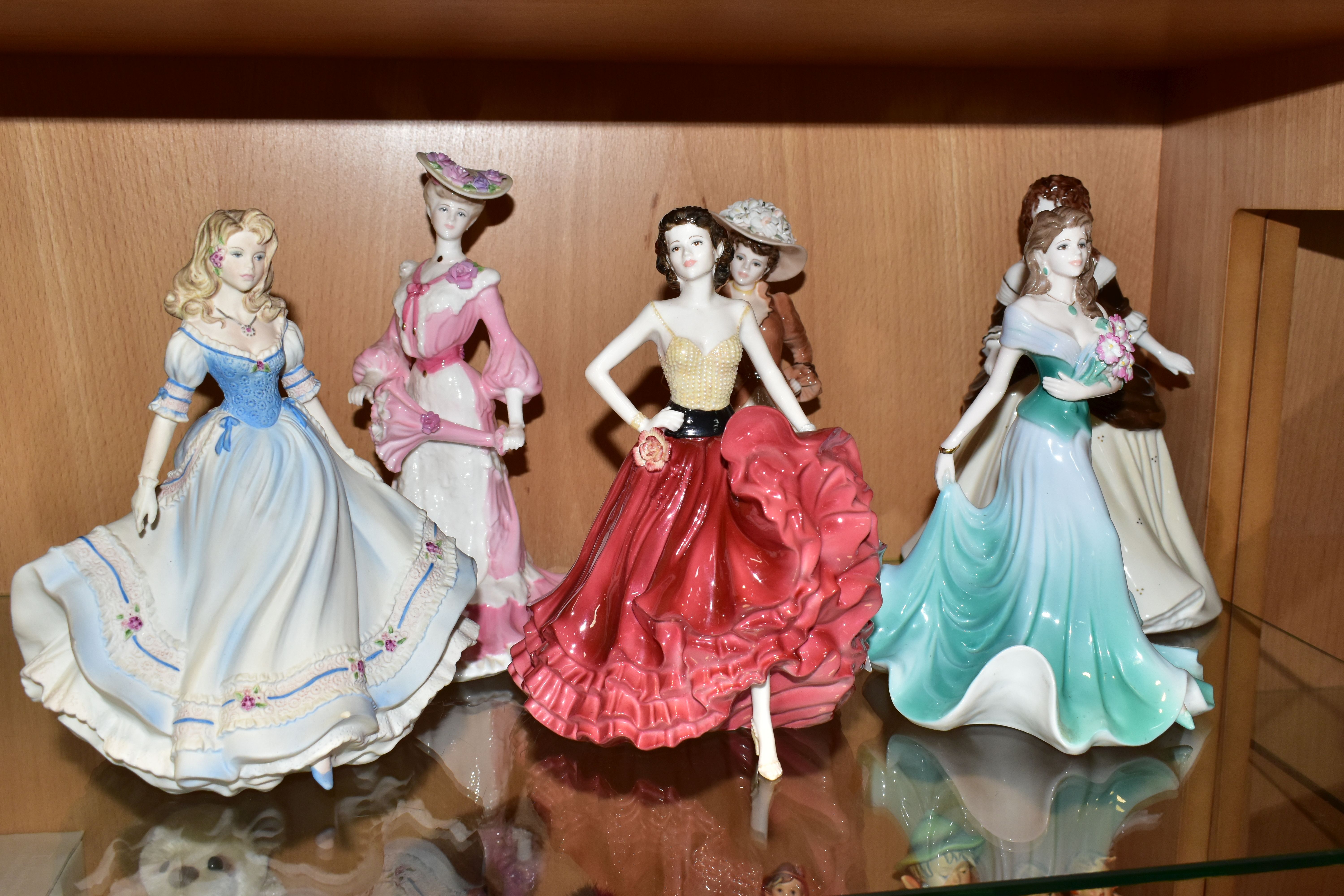 A GROUP OF SIX COALPORT LADY FIGURINES, comprising a limited edition figurine of the year - Ladies