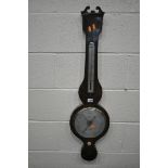 A 19TH CENTURY MAHOGANY WHEEL BAROMETER, signed Hunt of Cork, height 97cm (condition:-good