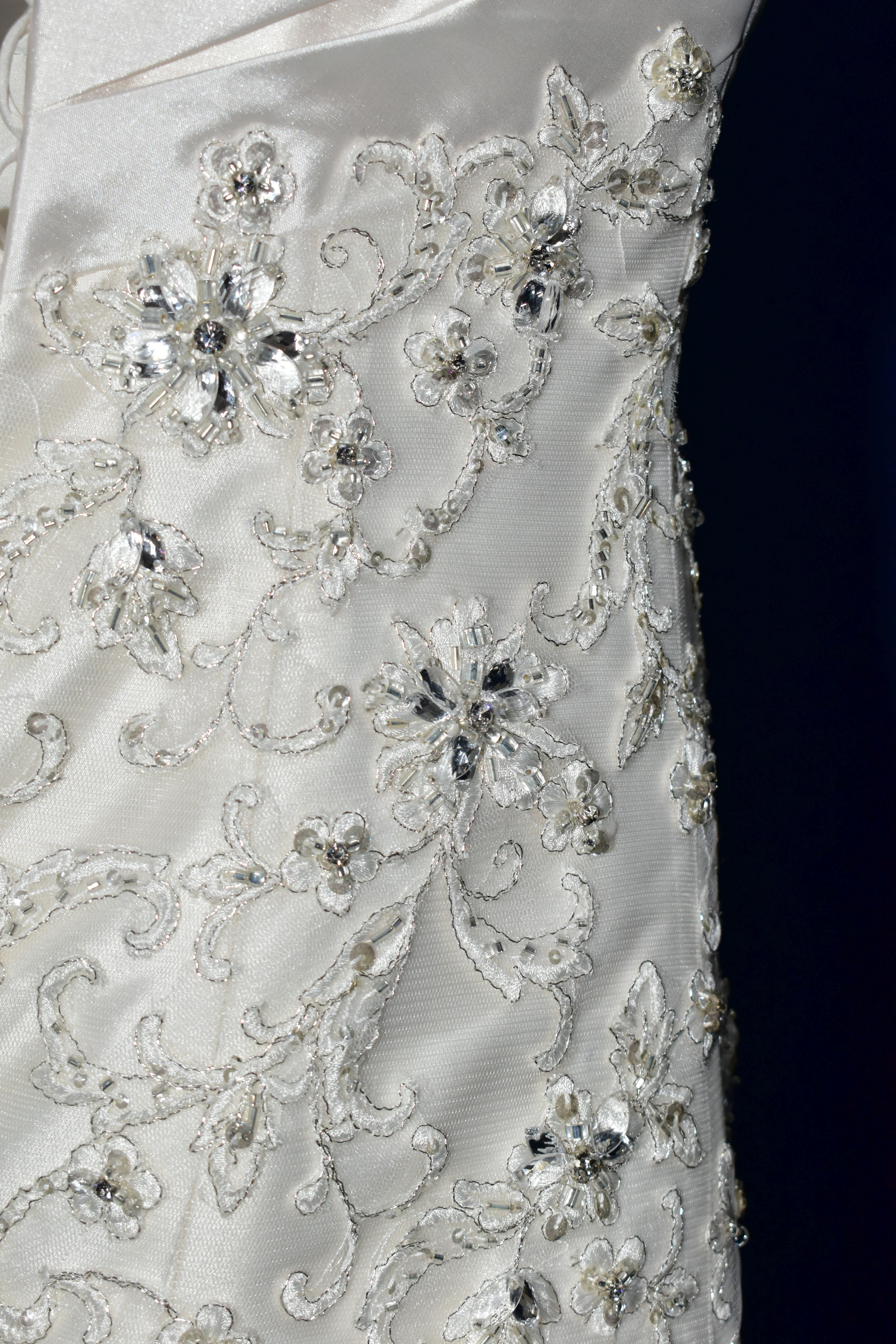 WEDDING GOWN, 'Sophia Tolli', size 10, champagne with satin bodice, pewter beaded appliques (1) - Image 13 of 13