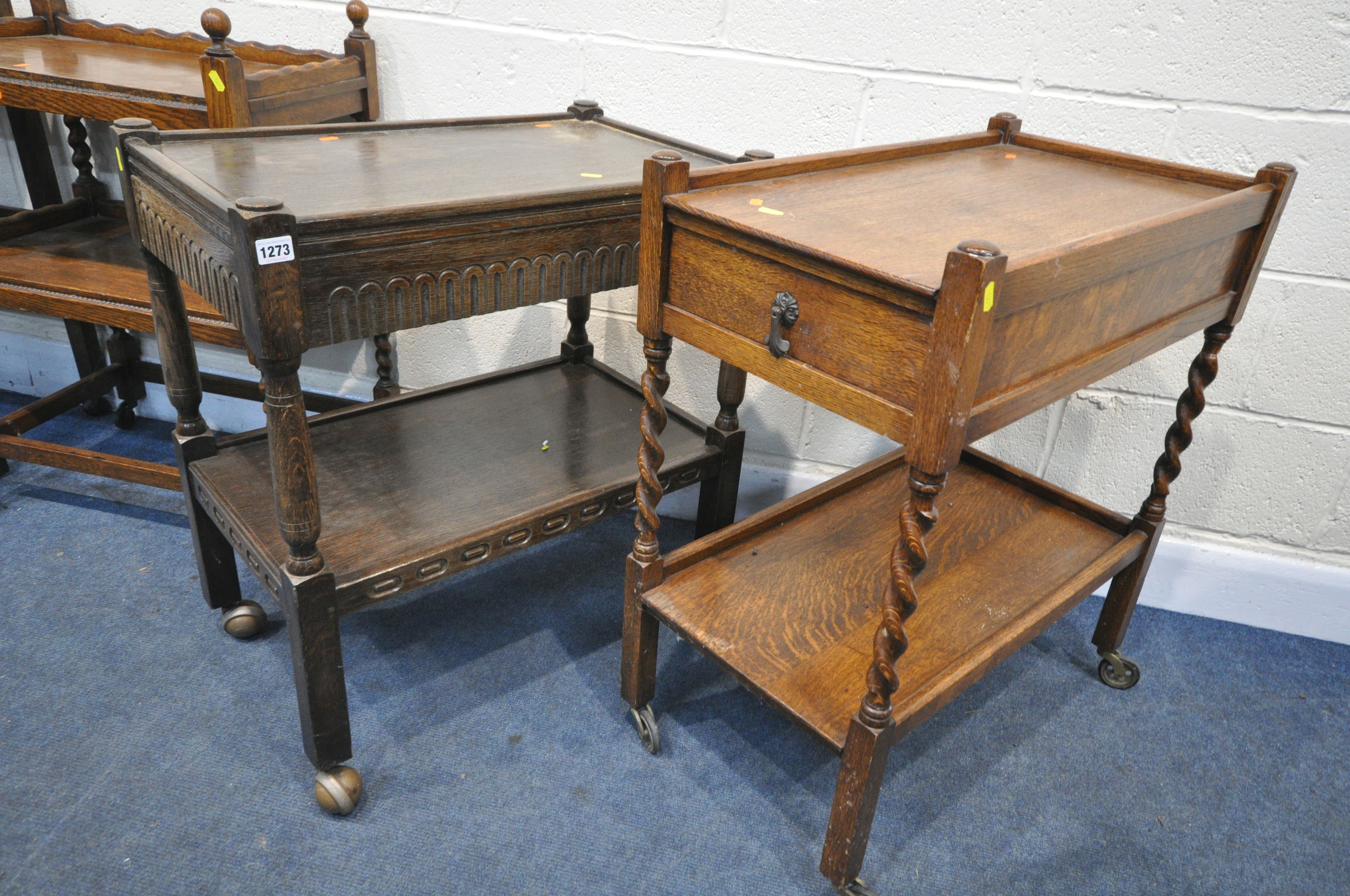 FOUR VARIOUS OAK TEA TROLLEYS (4) - Image 2 of 3