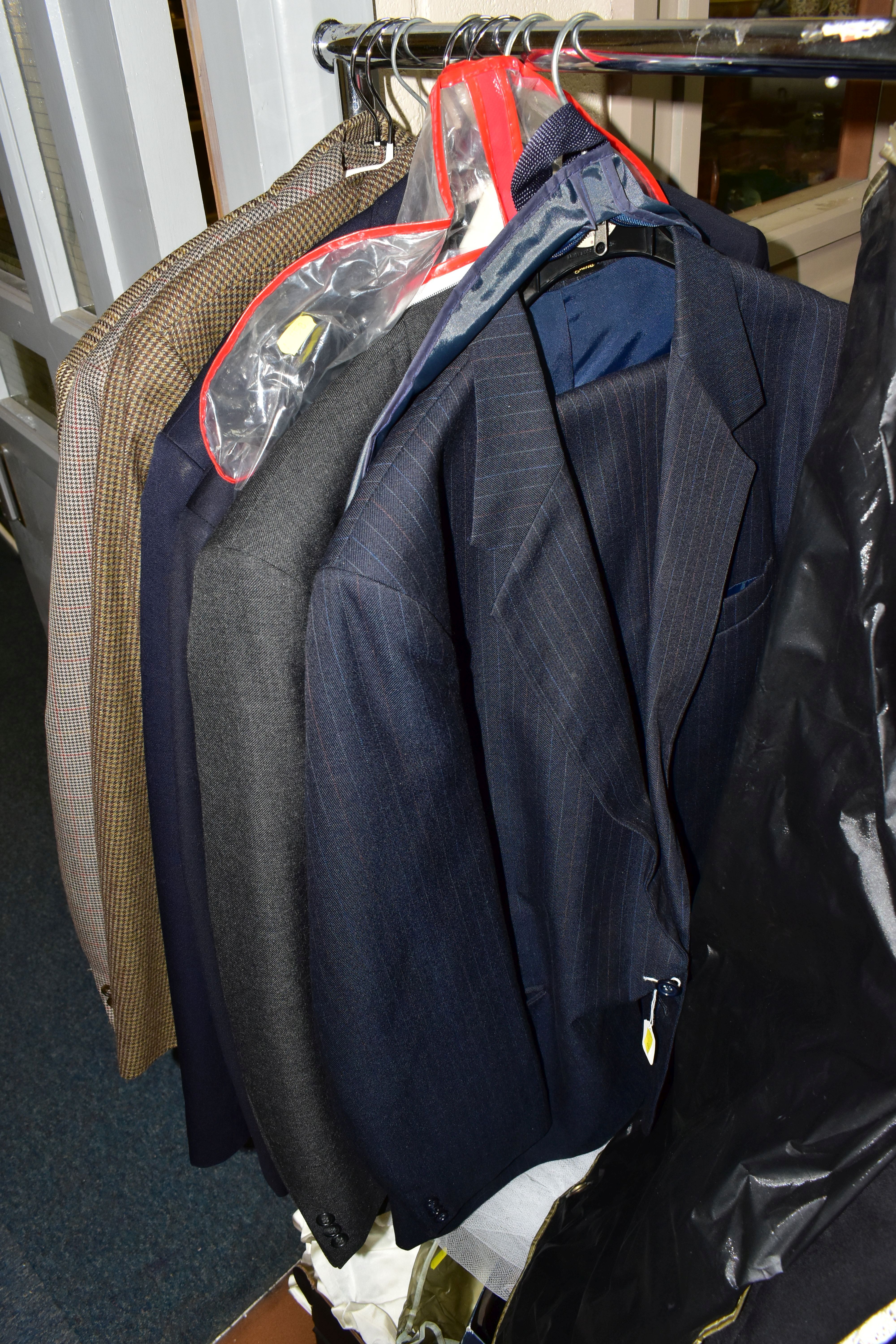 THIRTEEN ITEMS OF VINTAGE CLOTHING, to include a gentleman's dinner suit and shirt, navy blue - Image 6 of 10